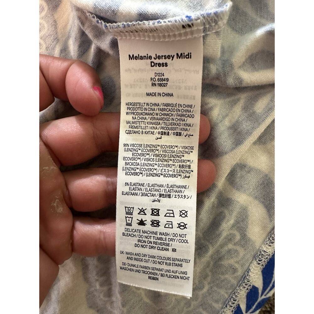 Boden Melanie Jersey Maxi Long Dress Blue White Floral Print Size 10 - Picture 9 of 11